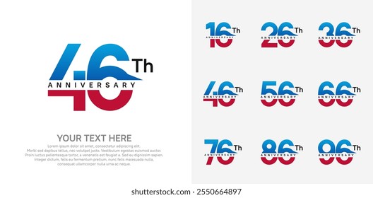 anniversary set logo style with blue and red color for company celebration moment