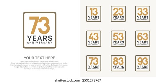 Estilo del logotipo del sistema del aniversario con el color marrón en cuadrado para el momento de la celebración de la compañía