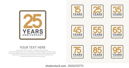 anniversary set logo style with brown color in square for company celebration moment