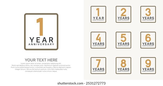 anniversary set logo style with brown color in square for company celebration moment