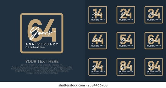 anniversary set logo style with brown and white color in square for company celebration moment