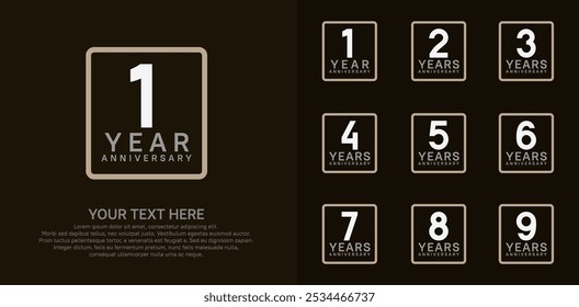 anniversary set logo style with brown and grey color in square for company celebration moment