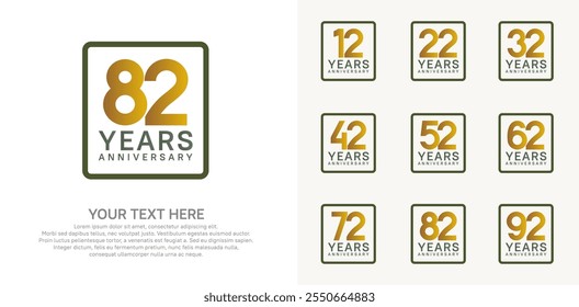 anniversary set logo style with brown and green color in square for company celebration moment