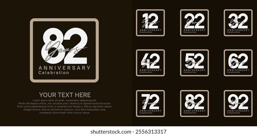 anniversary set logo style with brown and white color in square for company celebration moment