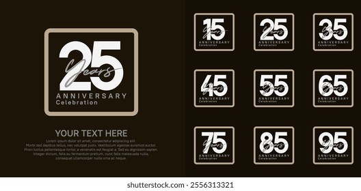 anniversary set logo style with brown and white color in square for company celebration moment