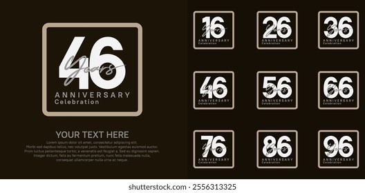 anniversary set logo style with brown and white color in square for company celebration moment