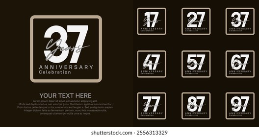 anniversary set logo style with brown and white color in square for company celebration moment