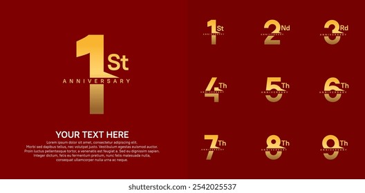 anniversary set logo style with golden color for company celebration moment
