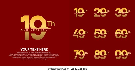 anniversary set logo style with golden color for company celebration moment