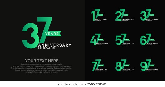 anniversary set logo style with green color in square for company celebration moment