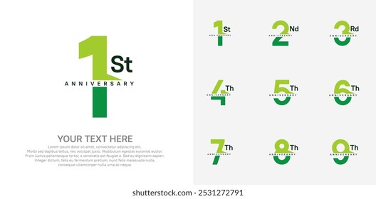 anniversary set logo style with green color for company celebration moment