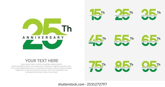anniversary set logo style with green color for company celebration moment