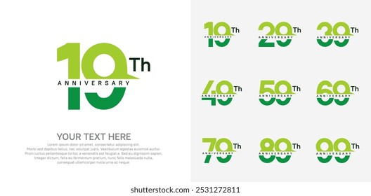 anniversary set logo style with green color for company celebration moment