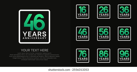 anniversary set logo style with green color in square for company celebration moment