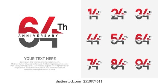 anniversary set logo style with red and black color for company celebration moment