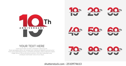 anniversary set logo style with red and black color for company celebration moment