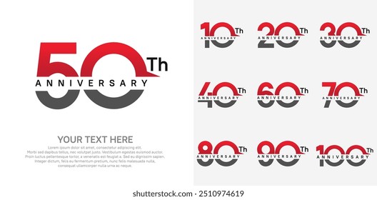 anniversary set logo style with red and black color for company celebration moment