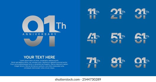 Estilo del logotipo del sistema del aniversario con el color plateado para el momento de la celebración de la compañía