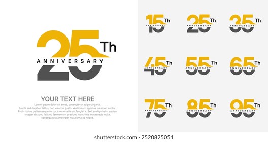 anniversary set logo style with yellow and black color for company celebration moment