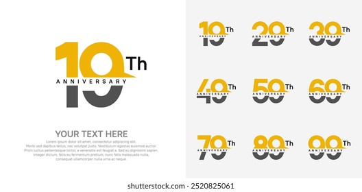 anniversary set logo style with yellow and black color for company celebration moment