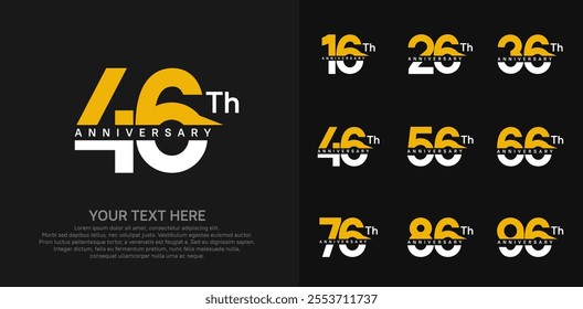 anniversary set logo style with yellow and white color for company celebration moment