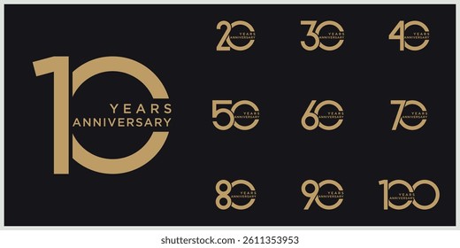 anniversary SET logotype vector with brown and white color for special celebration day