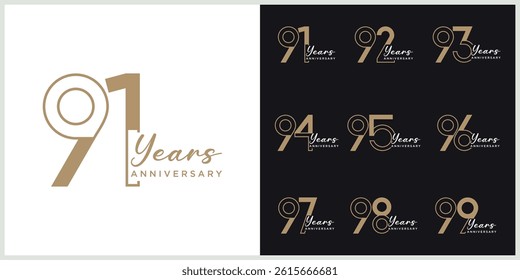 anniversary set logotype vector with brown and white color for special celebration day