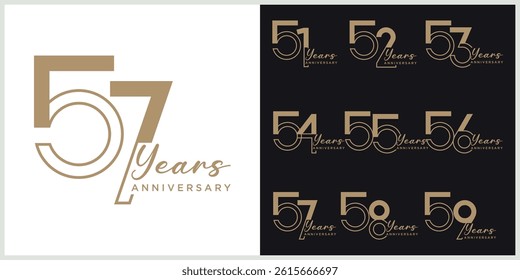anniversary set logotype vector with brown and white color for special celebration day