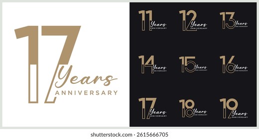 anniversary set logotype vector with brown and white color for special celebration day