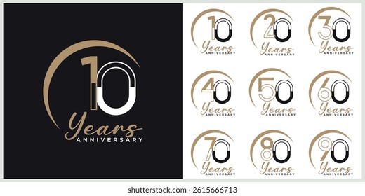 anniversary set logotype vector with brown and white color for special celebration day