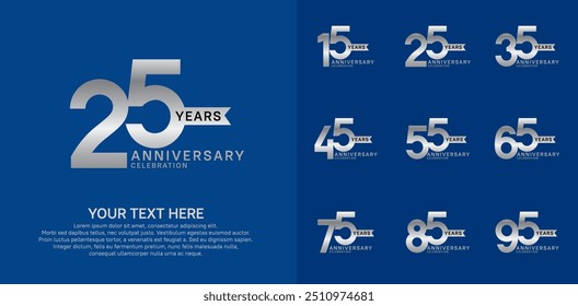 anniversary set, silver color with ribbon for celebration event