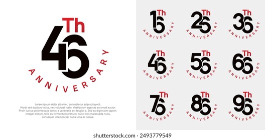 Jubiläums-Set-Vektorgrafik-Design mit Schwarz und Rot für Feiermoment