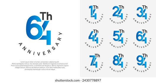 anniversary set vector design with blue and black color for celebration moment