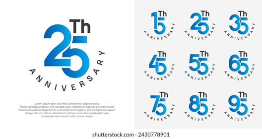 anniversary set vector design with blue and black color for celebration moment