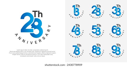 anniversary set vector design with blue and black color for celebration moment