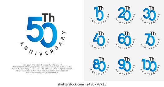 anniversary set vector design with blue and black color for celebration moment