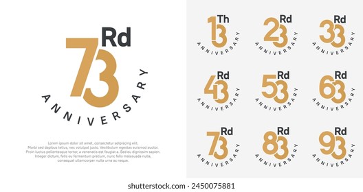conjunto de aniversario diseño de Vector con color marrón y negro para el momento de celebración