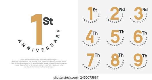 anniversary set vector design with brown and black color for celebration moment