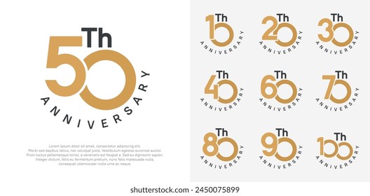 conjunto de aniversario diseño de Vector con color marrón y negro para el momento de celebración