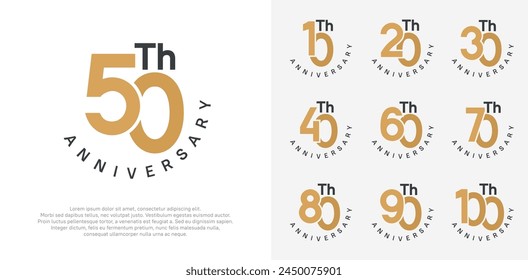 anniversary set vector design with brown and black color for celebration moment