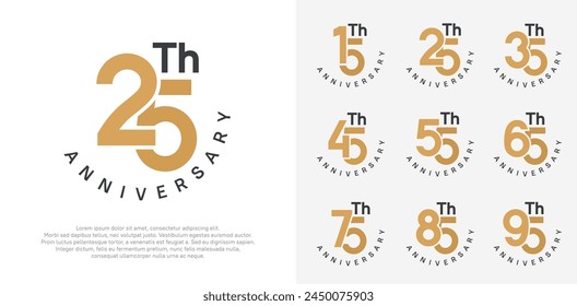 conjunto de aniversario diseño de Vector con color marrón y negro para el momento de celebración