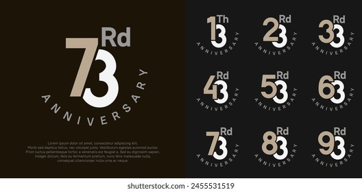 anniversary set vector design with brown and white color for celebration moment