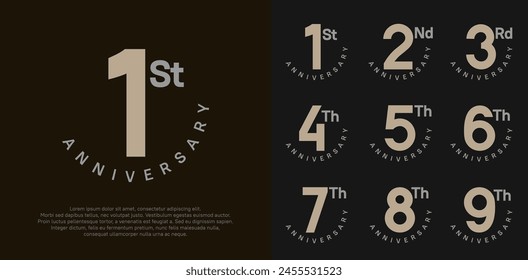 anniversary set vector design with brown and white color for celebration moment