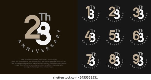 anniversary set vector design with brown and white color for celebration moment