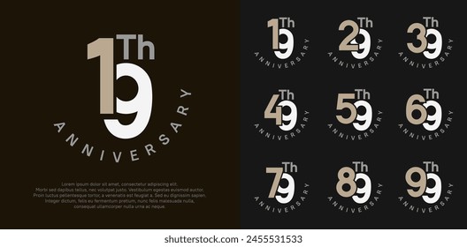 anniversary set vector design with brown and white color for celebration moment