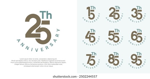 anniversary set vector design with brown and green color for celebration moment