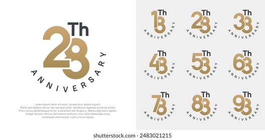 diseño de Vector de conjunto de aniversario con color dorado y negro para el momento de celebración