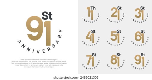 anniversary set vector design with gold and black color for celebration moment