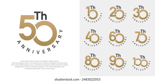 anniversary set vector design with gold and black color for celebration moment