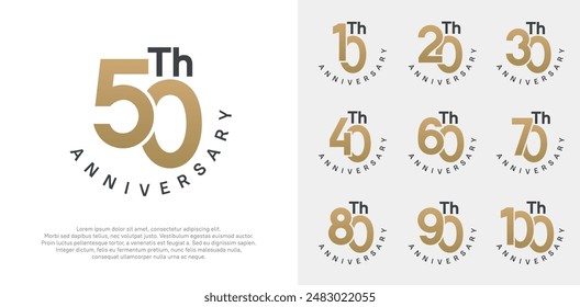anniversary set vector design with gold and black color for celebration moment